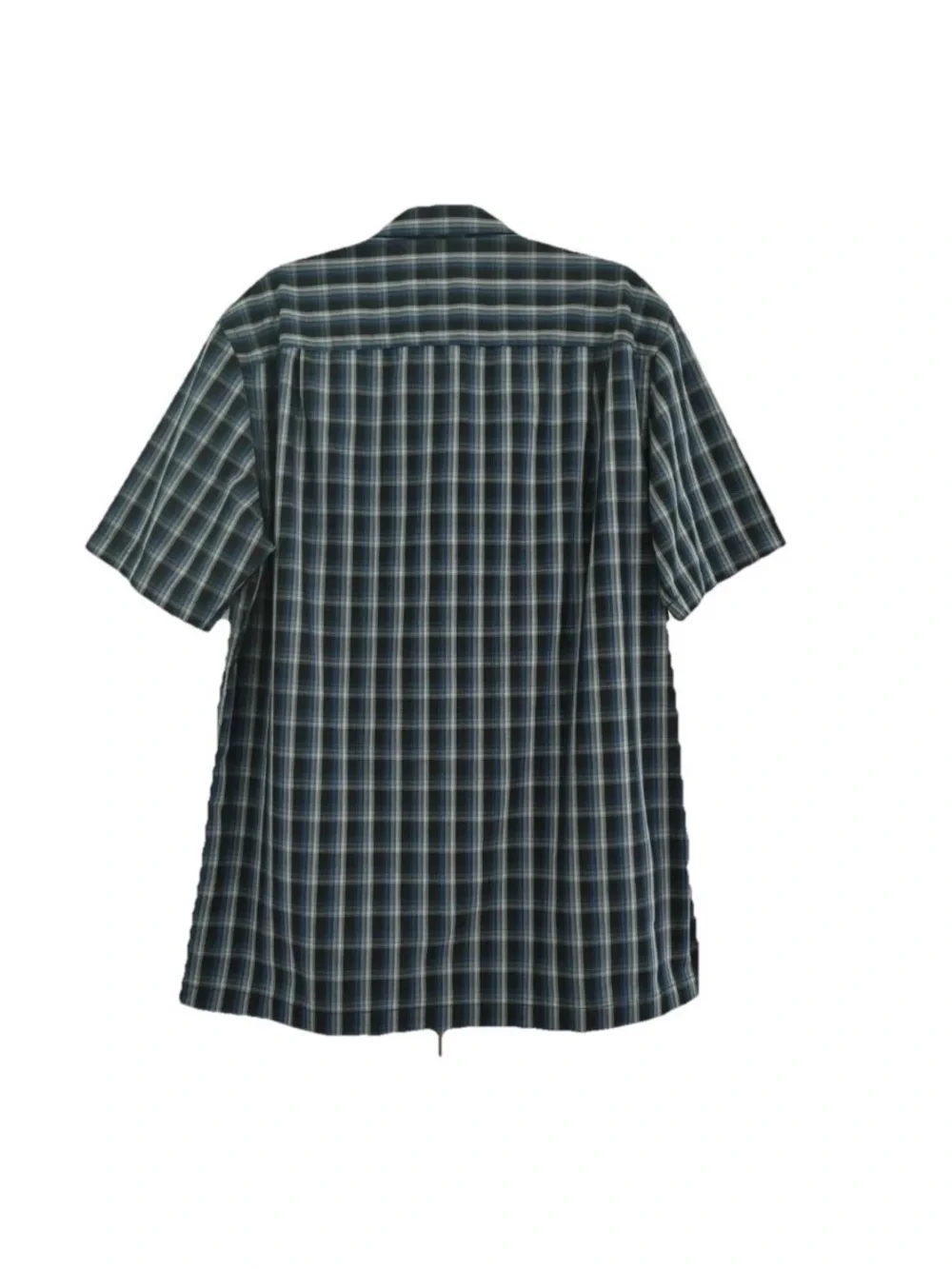 Alfani Short Sleeve Regular Fit Plaid Button Up Shirt Blue Black Gray Size M